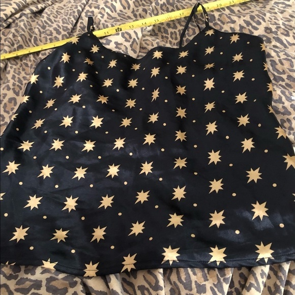 Isadora size large navy / black satin adjustable camisole w/ gold stars print - Picture 2 of 9
